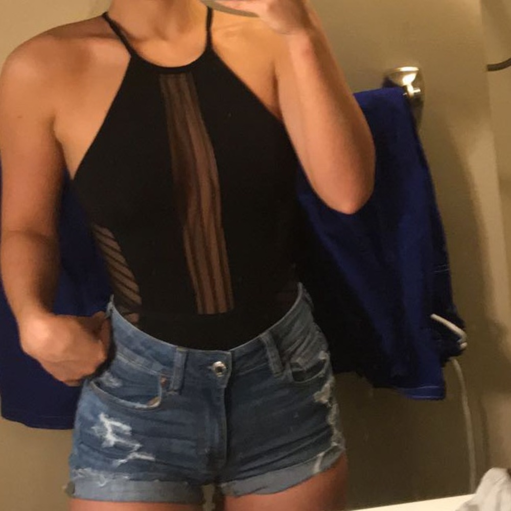 Black/sheer sexy bodysuit